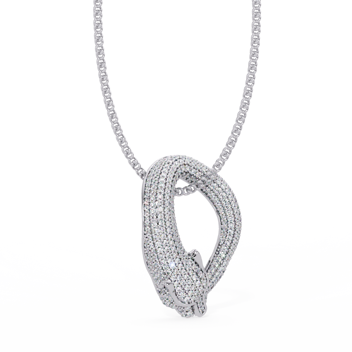 Lab Grown Panther Head Open Cuff Diamond Pendant - HIGHCARAT DIAMONDS
