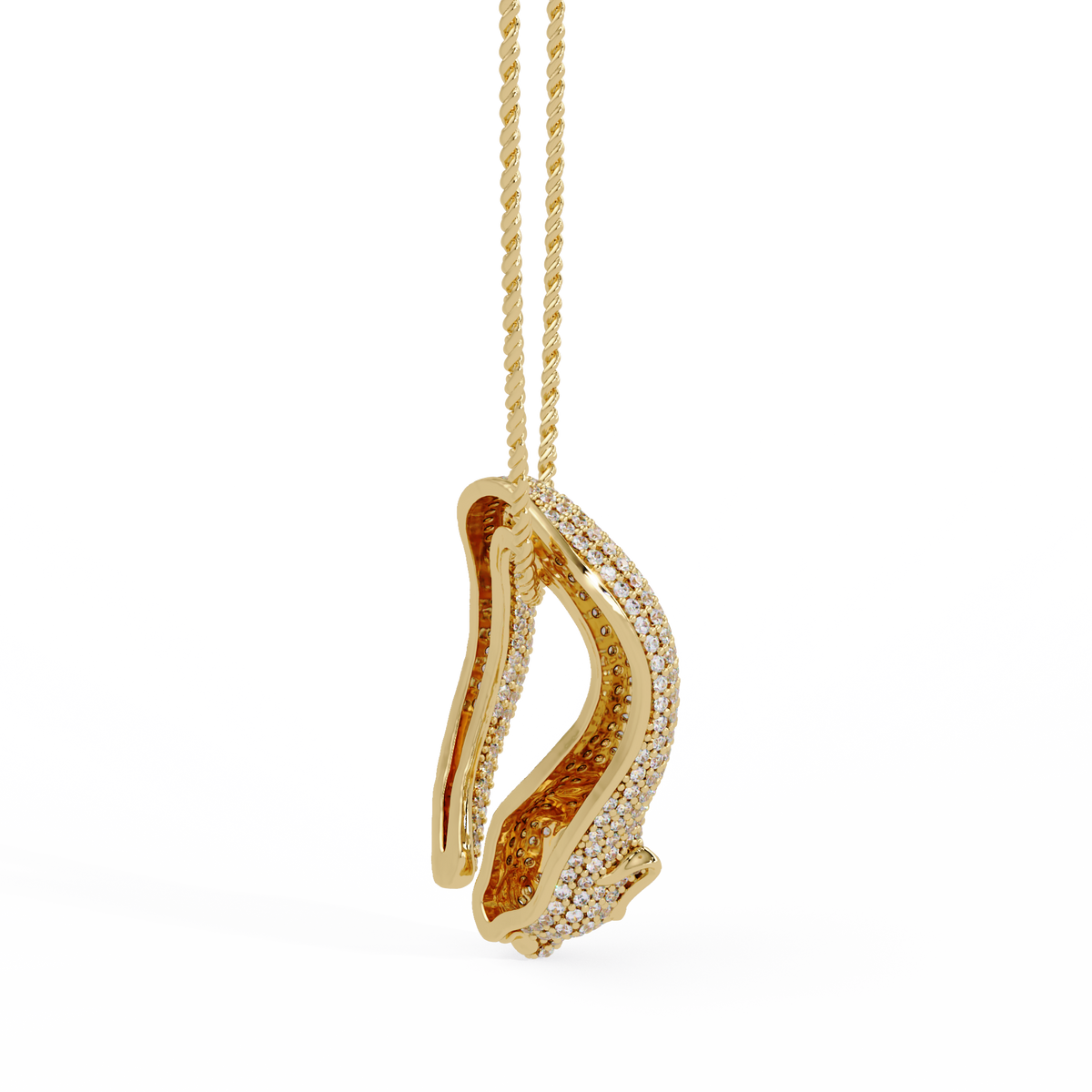 Lab Grown Panther Head Open Cuff Diamond Pendant - HIGHCARAT DIAMONDS
