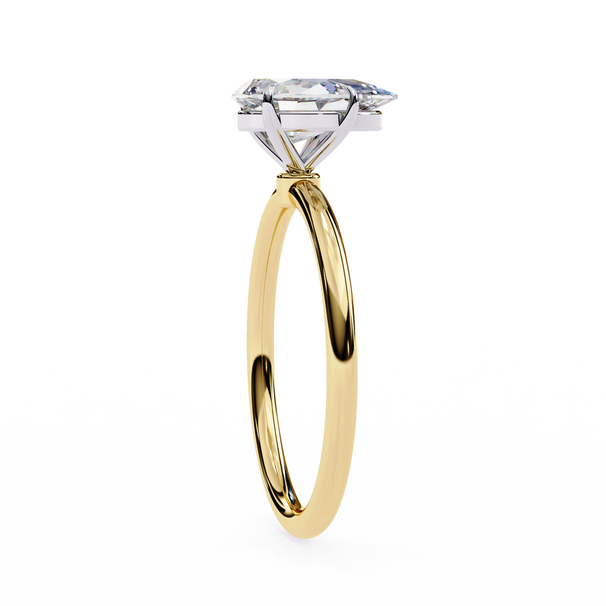 Minimal pear cut lab grown diamond ring with single stone design