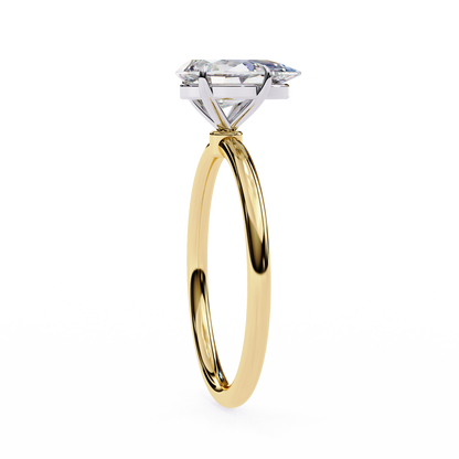 Minimal pear cut lab grown diamond ring with single stone design