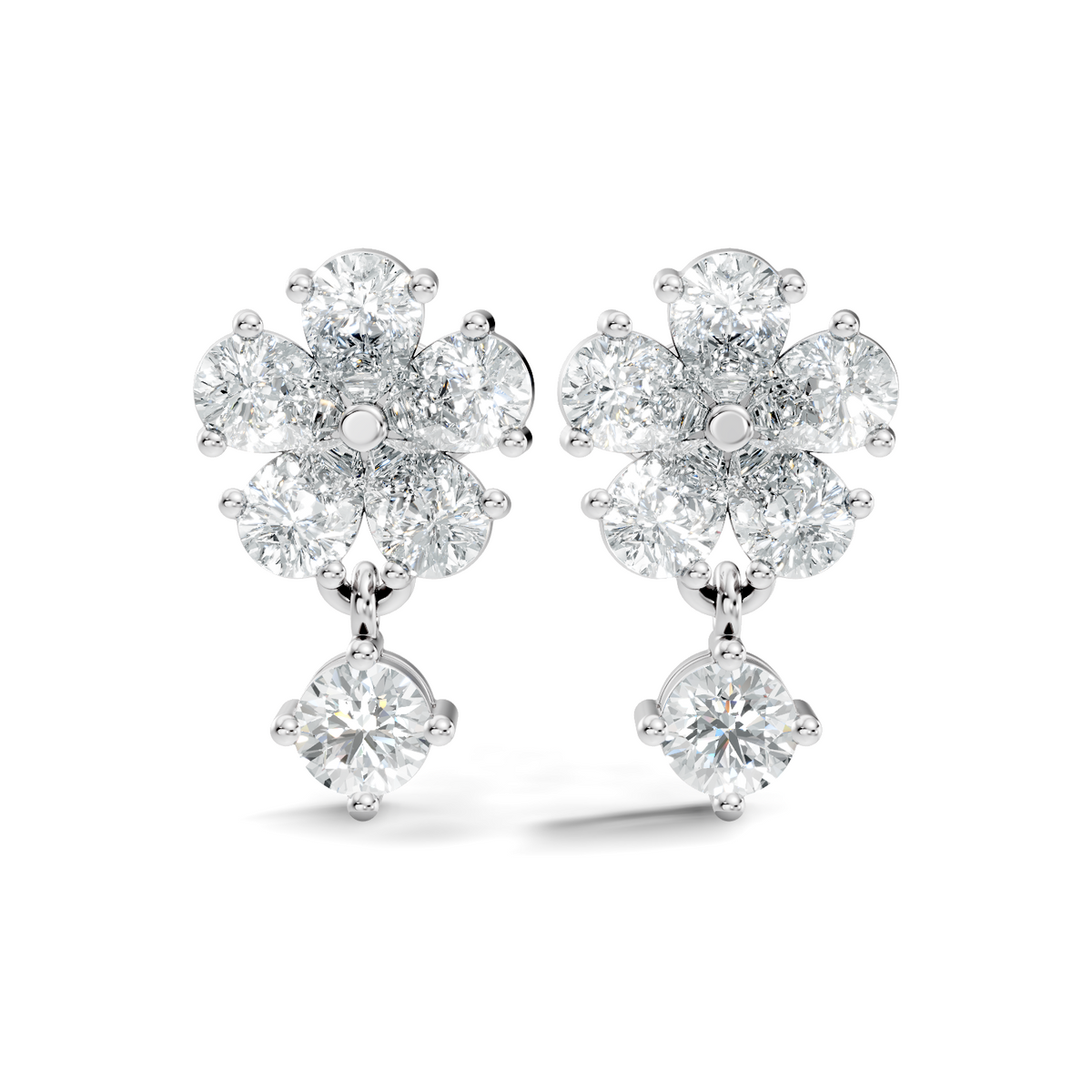 2.44 Ct Round & Pear Shape Lab Grown Diamond New Vintage Elegance Studs Diamond Earring For her - HIGHCARAT DIAMONDS