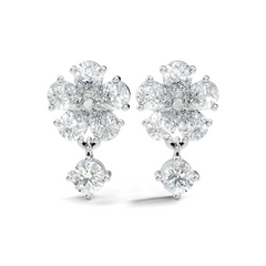 2.44 Ct Round & Pear Shape Lab Grown Diamond New Vintage Elegance Studs Diamond Earring For her - HIGHCARAT DIAMONDS