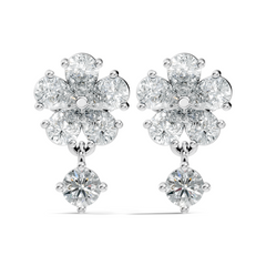 2.44 Ct Round & Pear Shape Lab Grown Diamond New Vintage Elegance Studs Diamond Earring For her - HIGHCARAT DIAMONDS