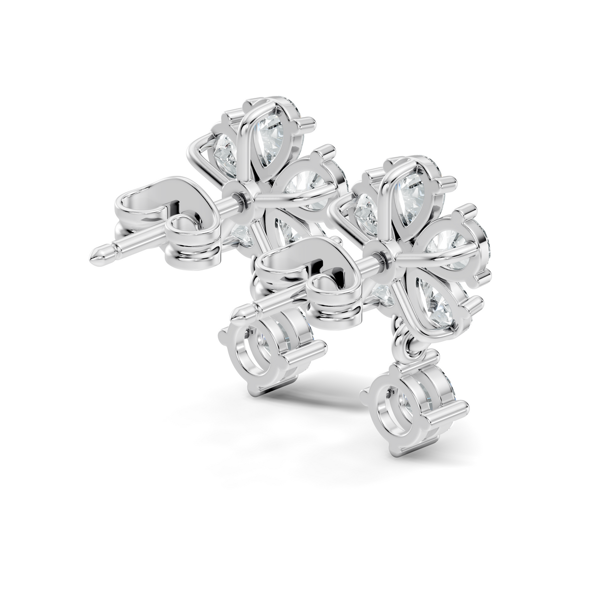 2.44 Ct Round & Pear Shape Lab Grown Diamond New Vintage Elegance Studs Diamond Earring For her - HIGHCARAT DIAMONDS