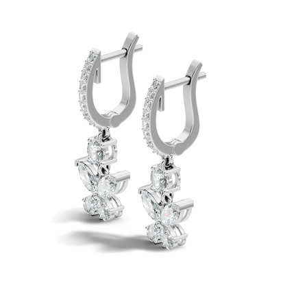 1.85 CT Pear or Marquise Cut Diamond Earring & Butterfly Inspired Dangle Hoop Earrings For Her - HIGHCARAT DIAMONDS