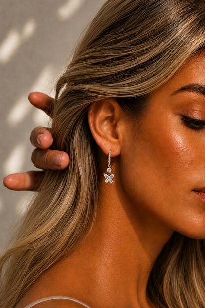 Lab Grown Pear & Round Diamond Butterfly Shape Hoop Earring - HIGHCARAT DIAMONDS #wearthelook