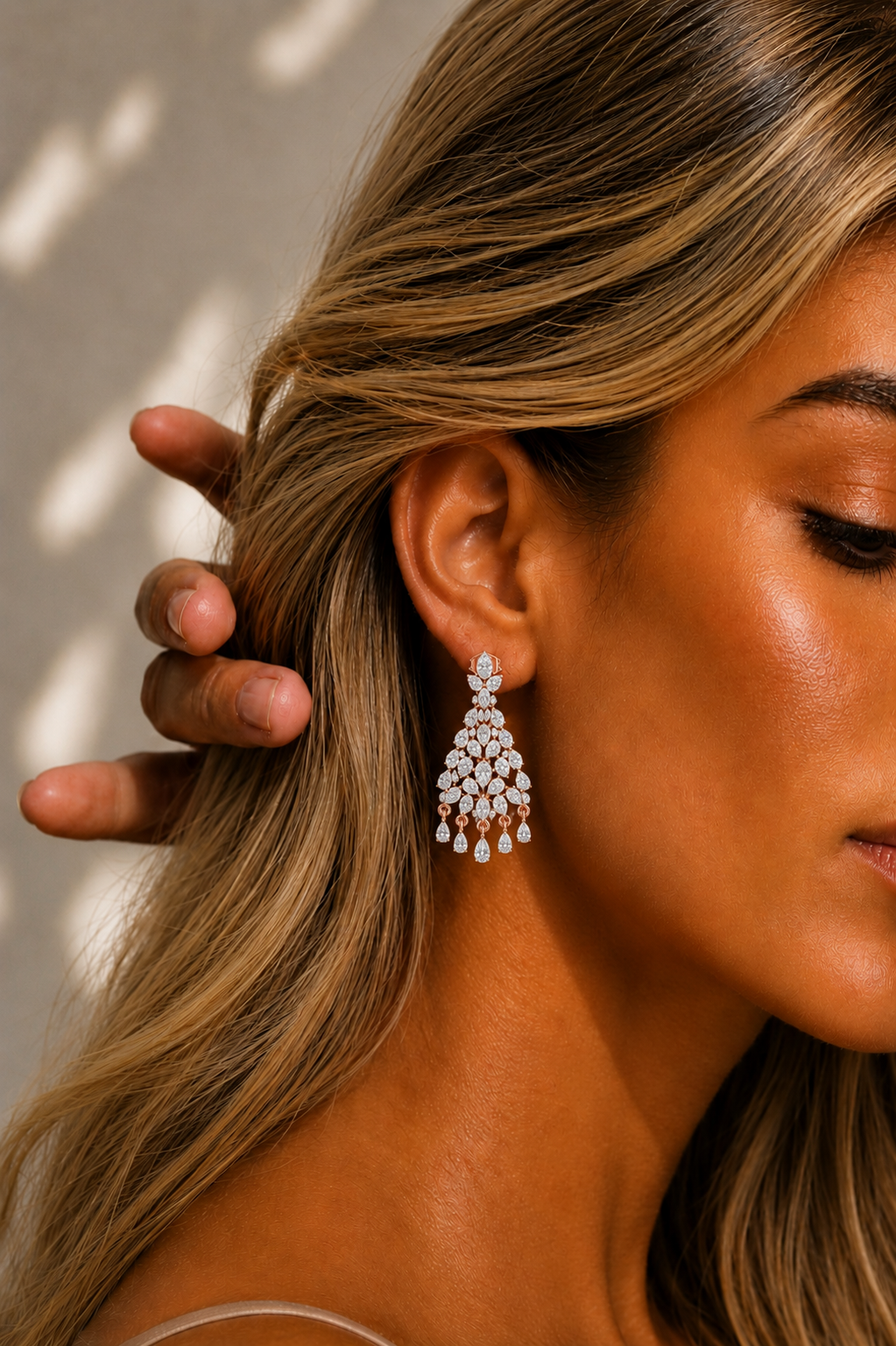 Lab Grown Pear Shape Diamond Prong Set Unique Earring - HIGHCARAT DIAMONDS #wearthelook