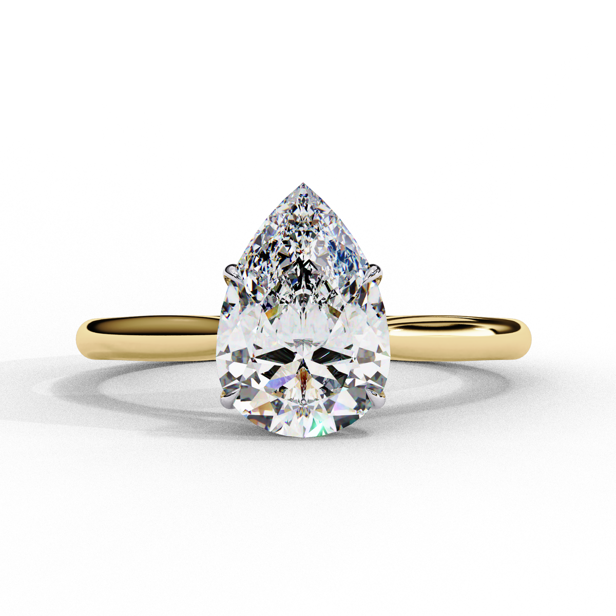 Pear Shape Solitaire Ring featuring lab grown diamond center stone