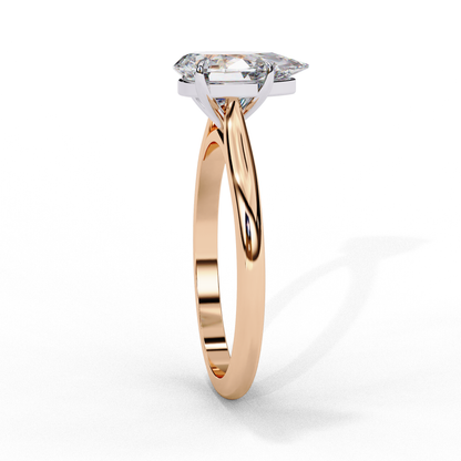 Pear shaped lab grown diamond ring with classic solitaire setting