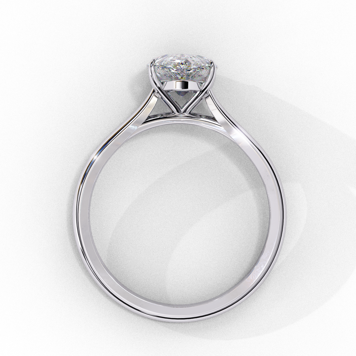 Minimal pear shape lab grown diamond engagement ring in white gold