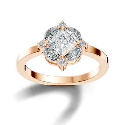 Lab Grown Princess Cut Diamond Halo Engagement Ring - HIGHCARAT DIAMONDS