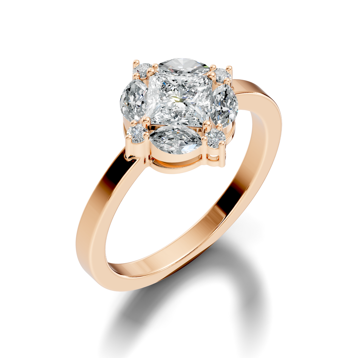 Lab Grown Princess Cut Diamond Halo Engagement Ring - HIGHCARAT DIAMONDS