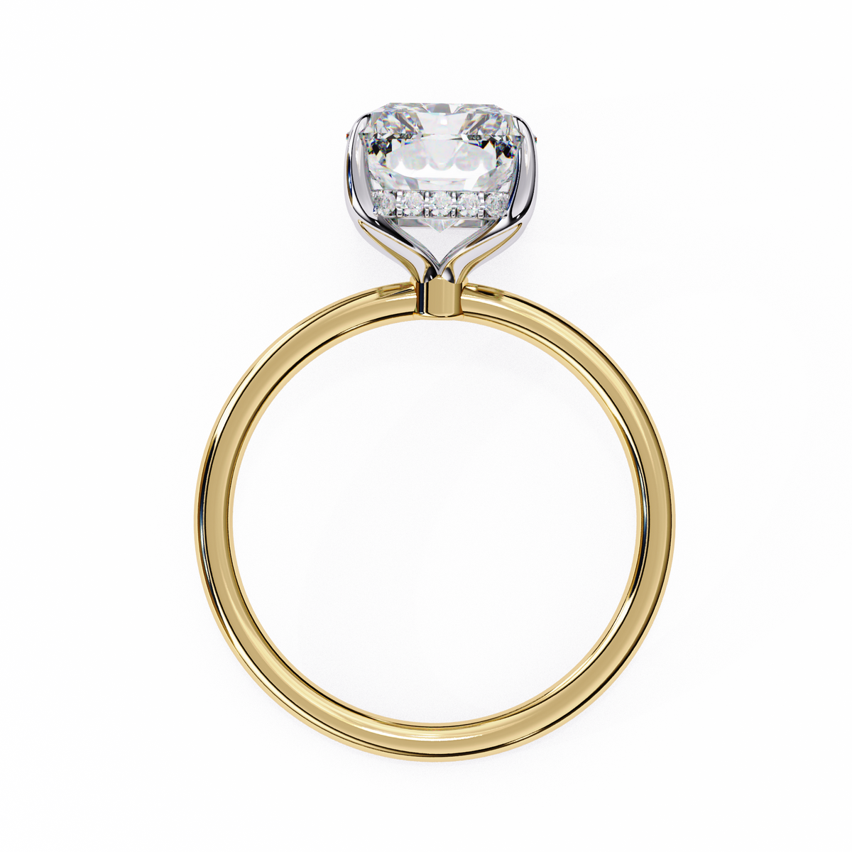 Lab Grown Radiant Cut Hidden Round Halo Solitaire Ring - HIGHCARAT DIAMONDS