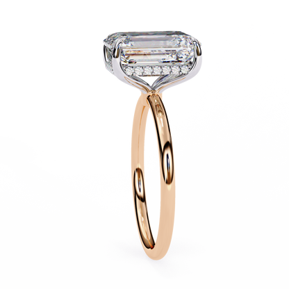 Lab Grown Radiant Cut Hidden Round Halo Solitaire Ring - HIGHCARAT DIAMONDS