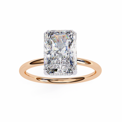 Lab Grown Radiant Cut Hidden Round Halo Solitaire Ring - HIGHCARAT DIAMONDS