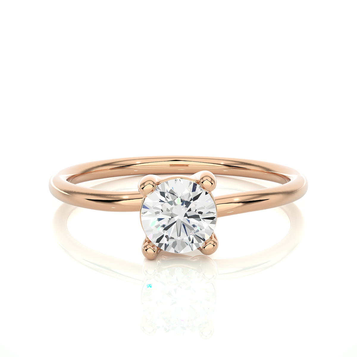 Lab Grown Round Brilliant Cut Diamond Ring with polished band design