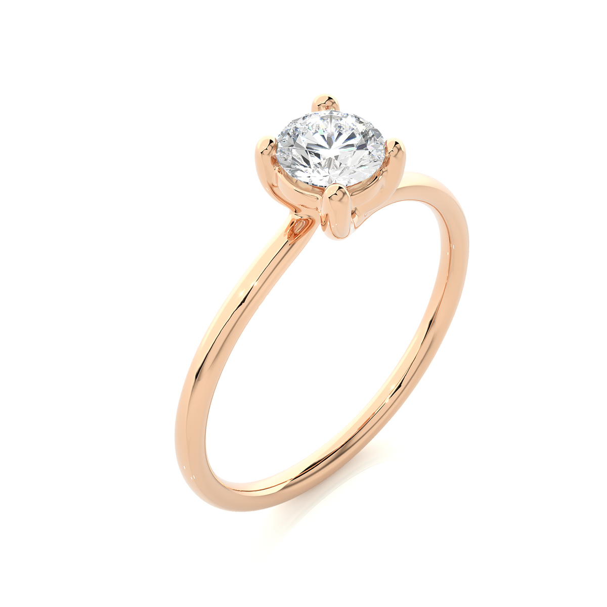 Minimal round brilliant lab grown diamond ring with polished band