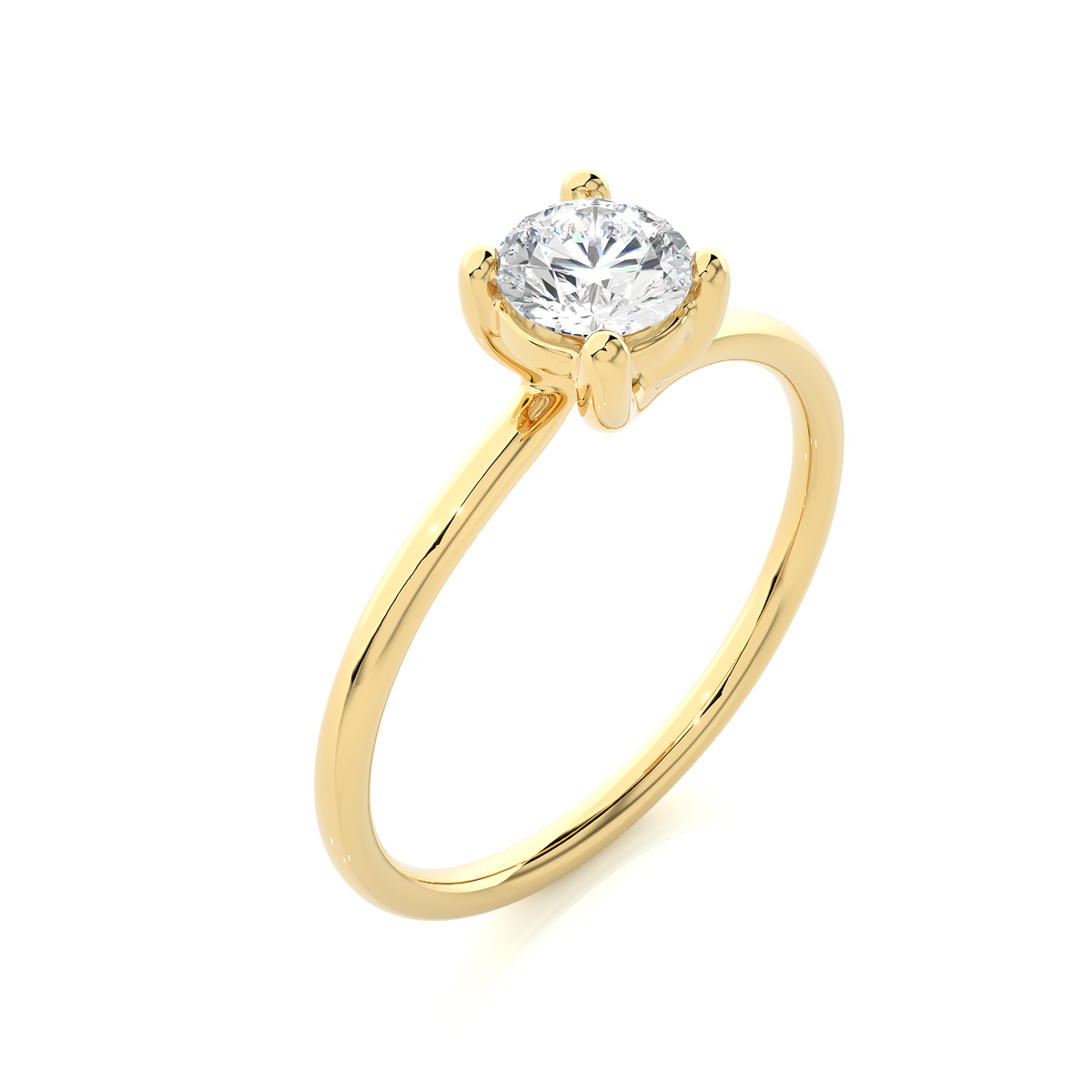 Side profile of round brilliant cut diamond ring with raised setting