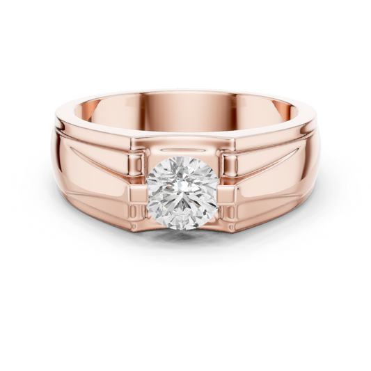 18k Solid Gold Round Shape Diamond Ring For Dainty Elegance Deliciated Diamond Ring For Men's - HIGHCARAT DIAMONDS