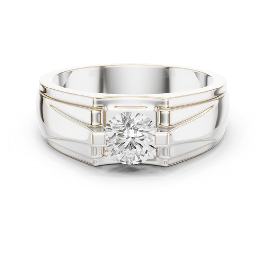 18k Solid Gold Round Shape Diamond Ring For Dainty Elegance Deliciated Diamond Ring For Men's - HIGHCARAT DIAMONDS