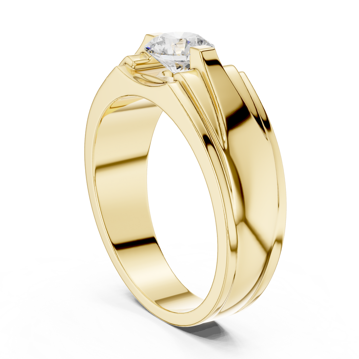 18k Solid Gold Round Shape Diamond Ring For Dainty Elegance Deliciated Diamond Ring For Men's - HIGHCARAT DIAMONDS