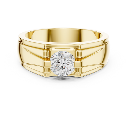 18k Solid Gold Round Shape Diamond Ring For Dainty Elegance Deliciated Diamond Ring For Men's - HIGHCARAT DIAMONDS