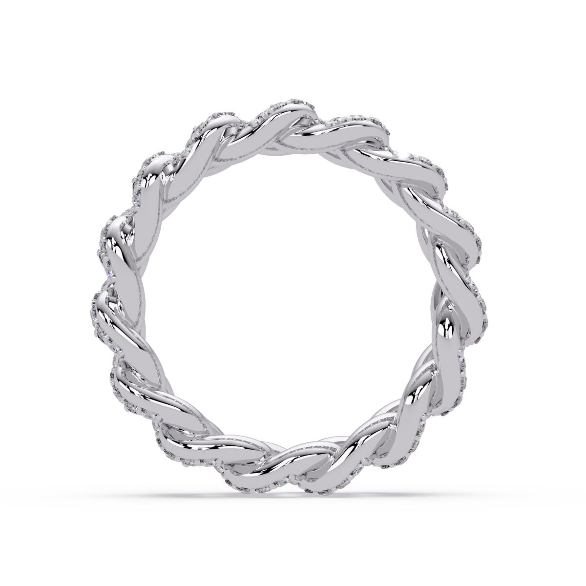 Lab Grown Round Diamond Cuban Link Band Ring - HIGHCARAT DIAMONDS