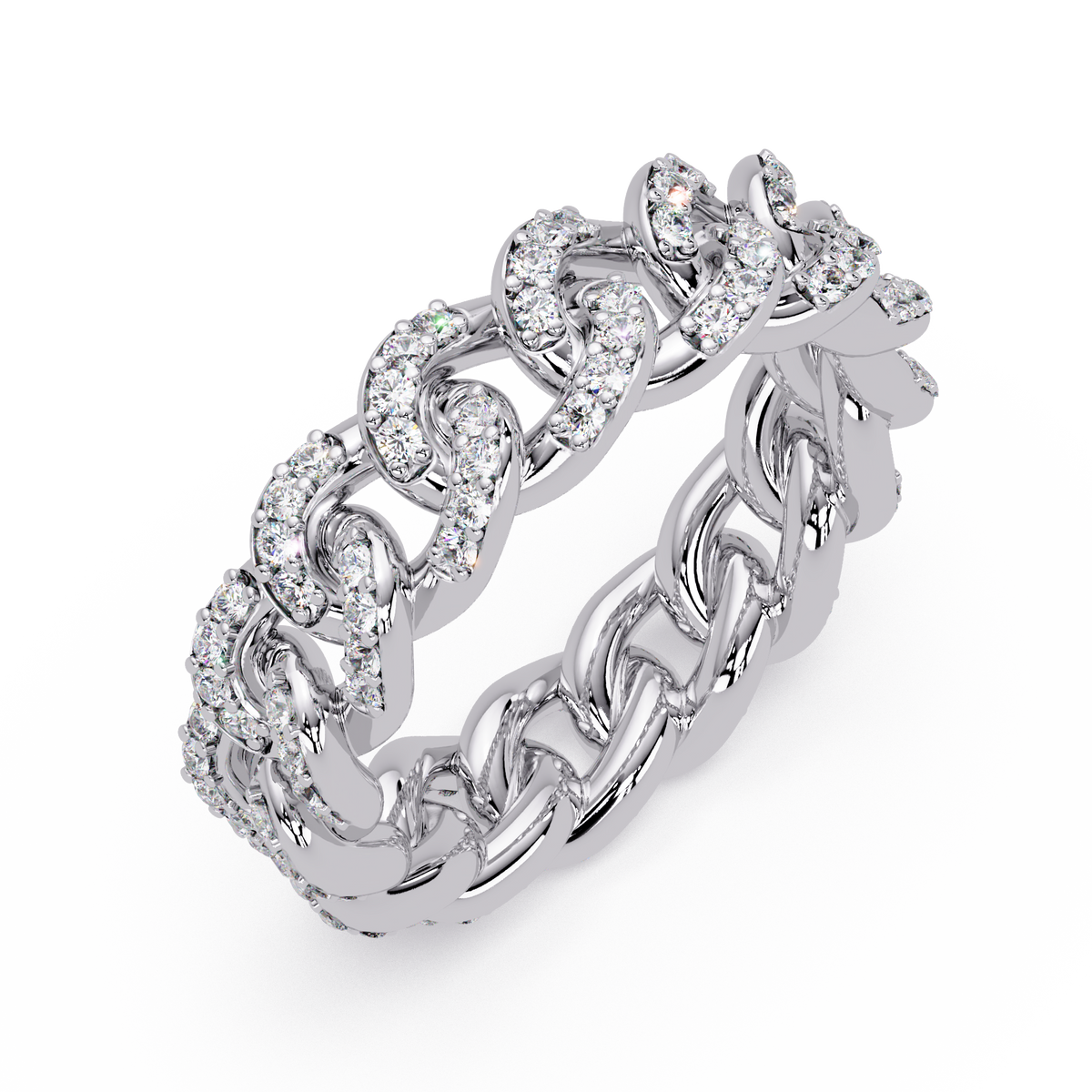 Lab Grown Round Diamond Cuban Link Band Ring - HIGHCARAT DIAMONDS