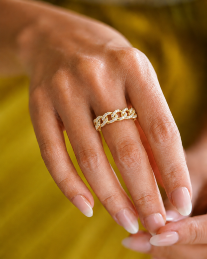 Lab Grown Round Diamond Cuban Link Band Ring - HIGHCARAT DIAMONDS