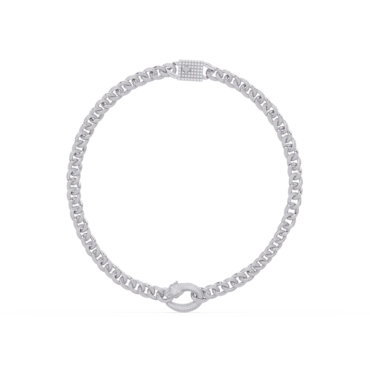 Lab Grown Round Diamond Cuban Link Circle Clasp Necklace - HIGHCARAT DIAMONDS
