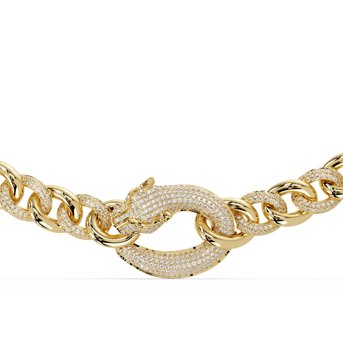Lab Grown Round Diamond Cuban Link Circle Clasp Necklace - HIGHCARAT DIAMONDS