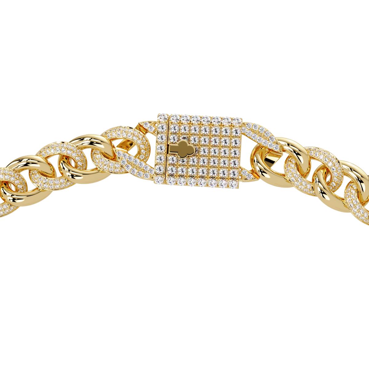 Lab Grown Round Diamond Cuban Link Circle Clasp Necklace - HIGHCARAT DIAMONDS