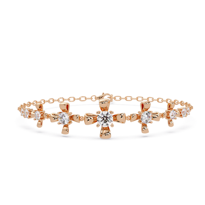 Lab Grown Round Diamond Floral Motif Bracelet - HIGHCARAT DIAMONDS