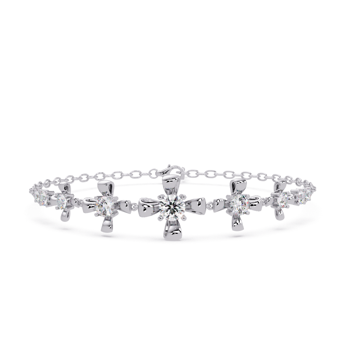 Lab Grown Round Diamond Floral Motif Bracelet - HIGHCARAT DIAMONDS