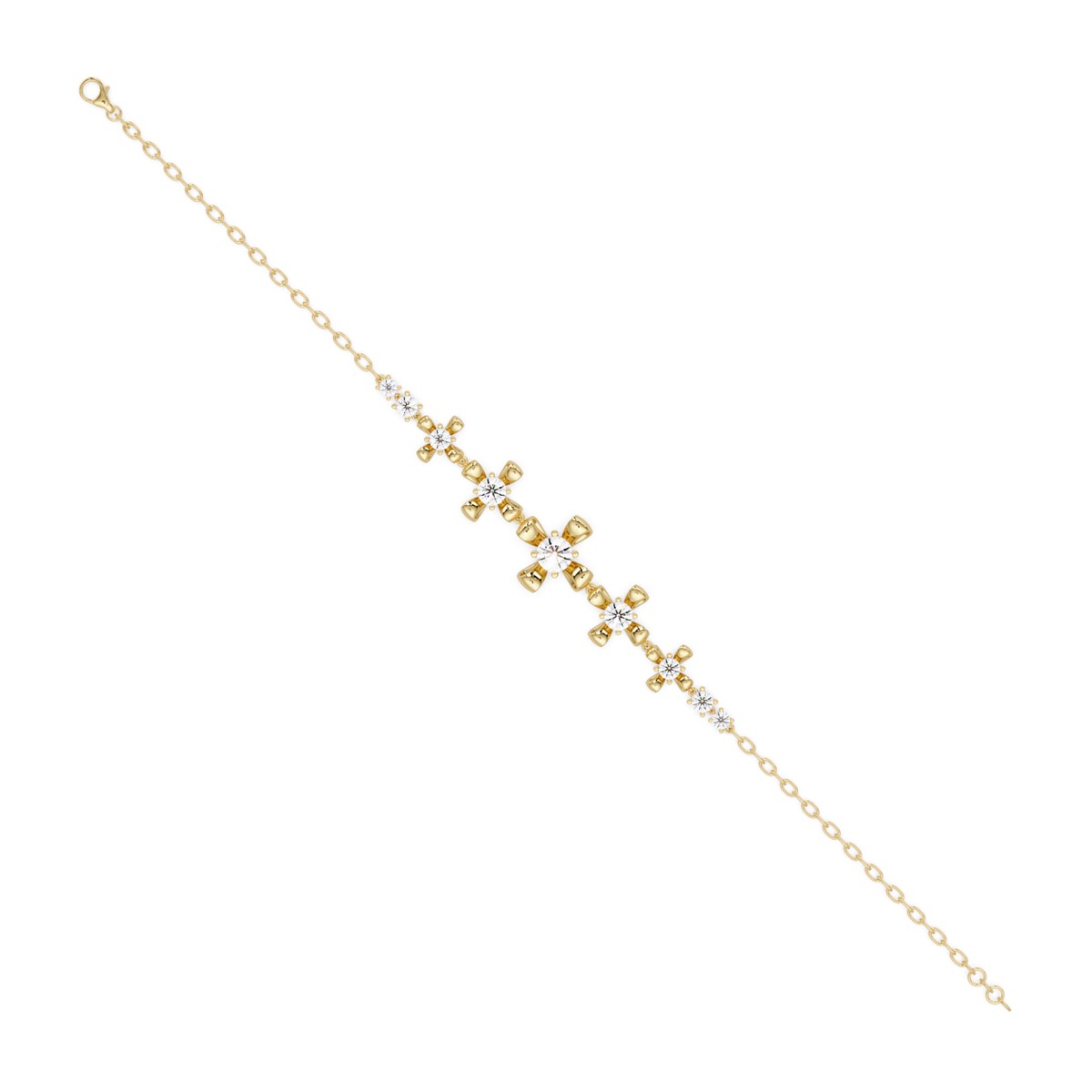 Lab Grown Round Diamond Floral Motif Bracelet - HIGHCARAT DIAMONDS
