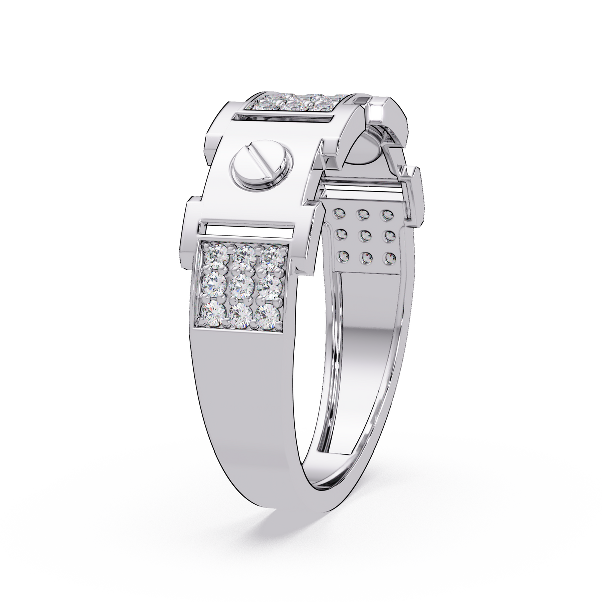 Round Lab grown Diamond Center Wide Band Ring - HIGHCARAT DIAMONDS