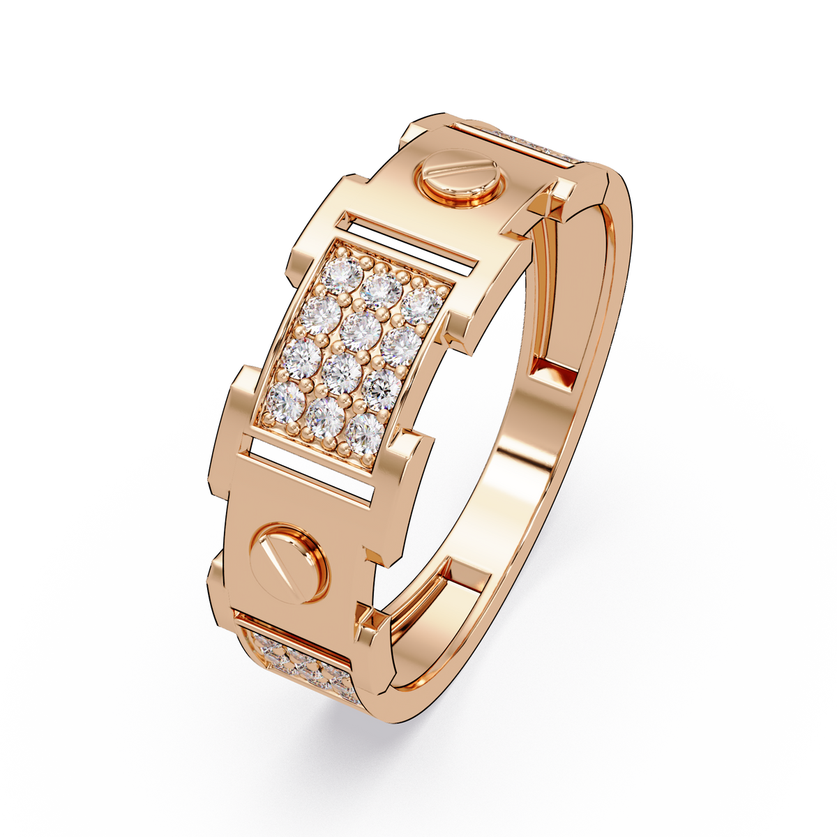Round Lab grown Diamond Center Wide Band Ring - HIGHCARAT DIAMONDS