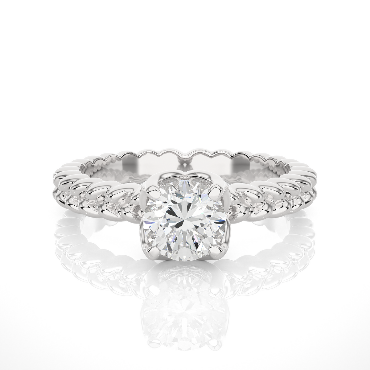 Minimalist Twisted Ring featuring round lab grown diamond center stone
