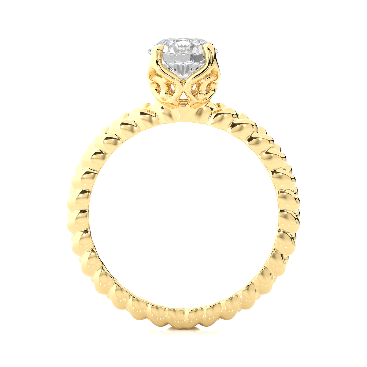 Minimal twisted lab diamond ring with round solitaire setting