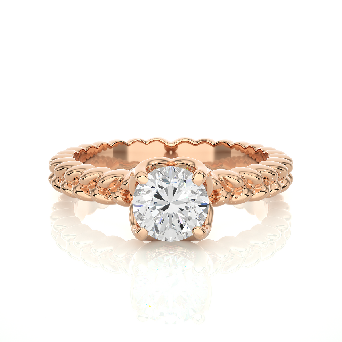 Lab Grown Round Diamond Minimalist Twisted Ring with polished band design