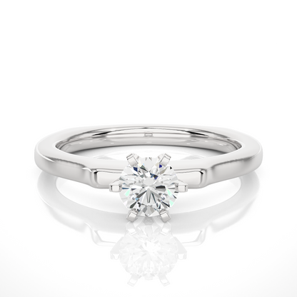 Six Claw Anniversary Ring featuring round lab grown diamond center stone