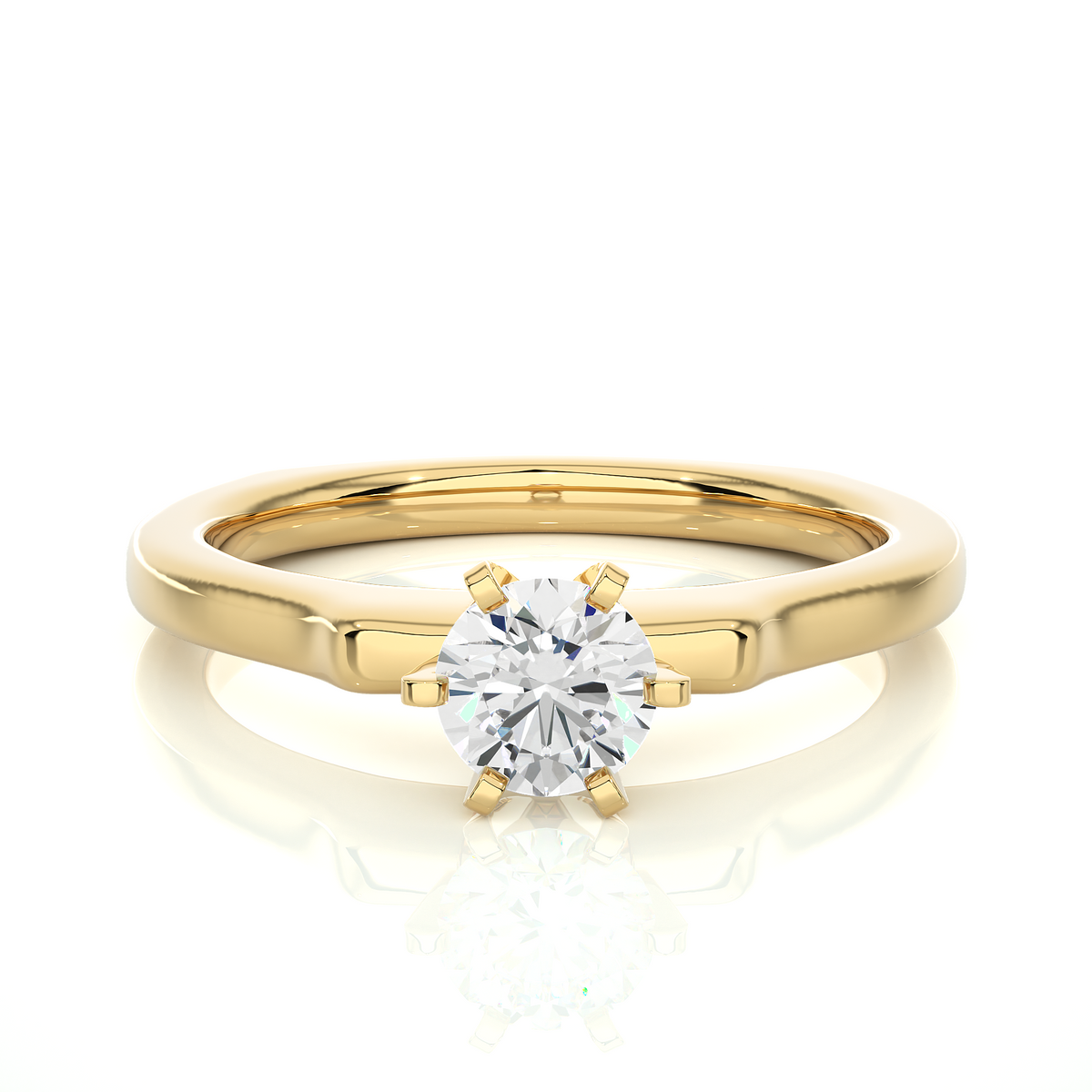 Lab Grown Round Diamond Six Claw Anniversary Ring with polished band design