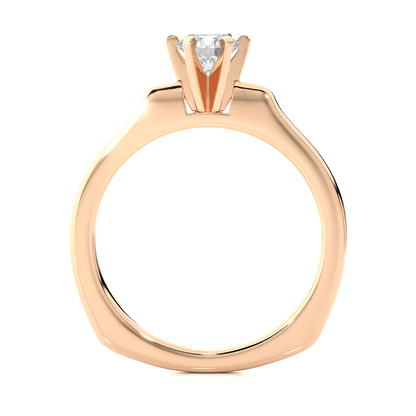 Side profile of round cut lab diamond six claw ring
