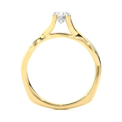 Front view of round lab grown diamond split shank engagement ring