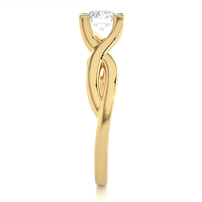 Round shape diamond ring with open split shank band design