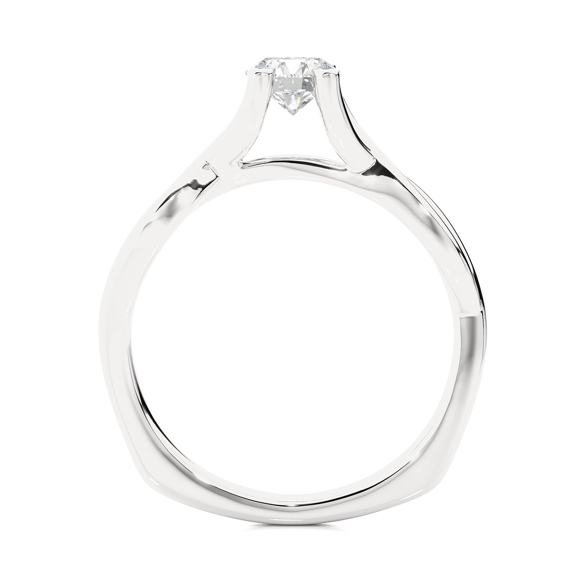 Minimal round lab diamond ring with split band setting