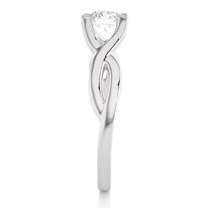 Side profile of round diamond solitaire split shank ring