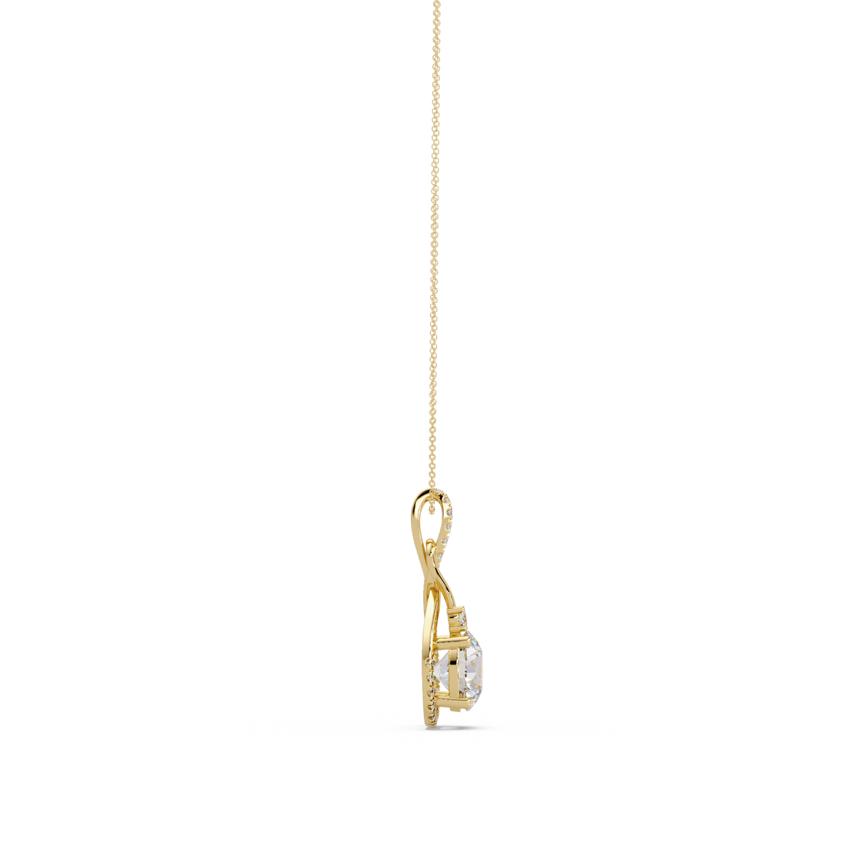 Lab Grown Round Diamond Teardrop Halo Pendant - HIGHCARAT DIAMONDS