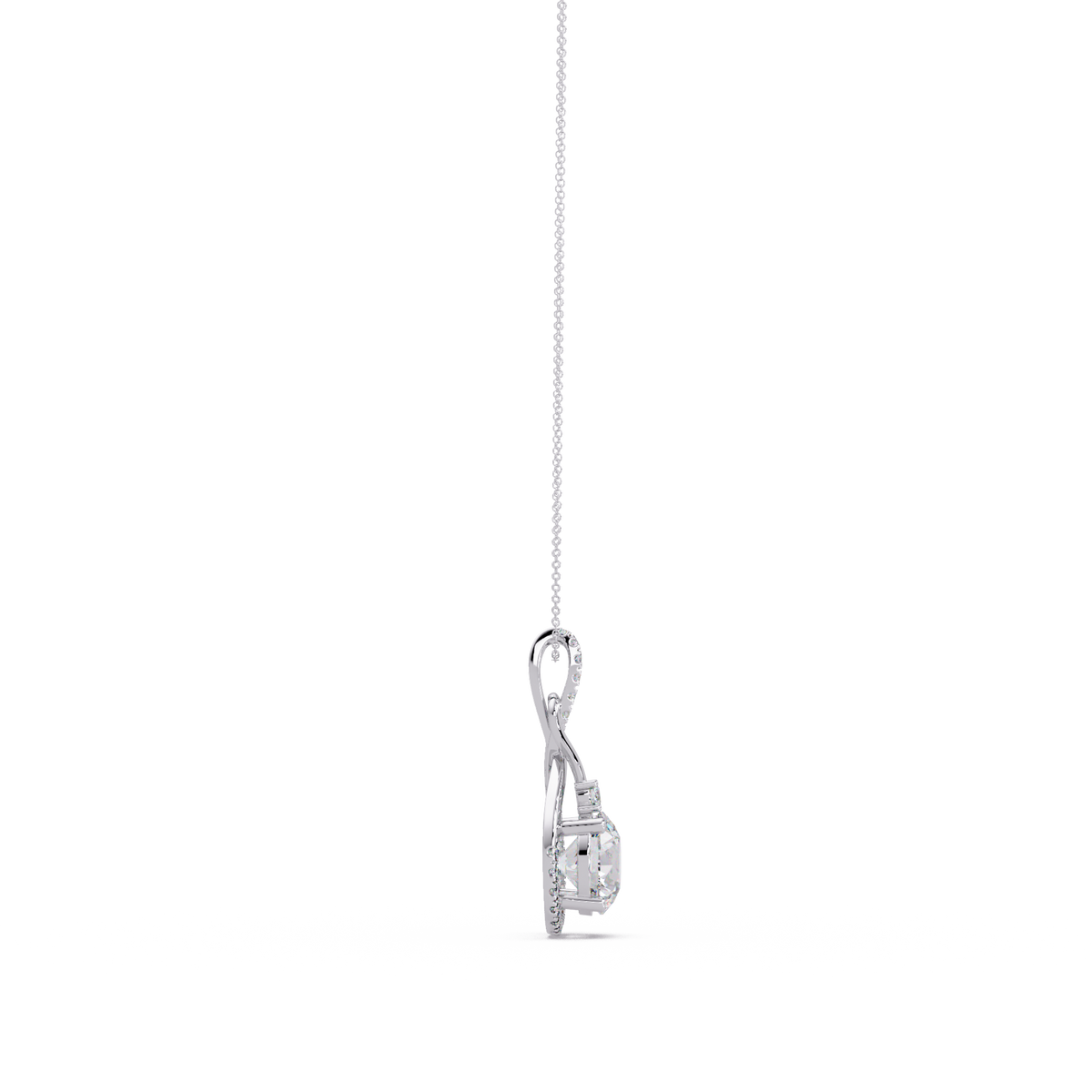 Lab Grown Round Diamond Teardrop Halo Pendant - HIGHCARAT DIAMONDS
