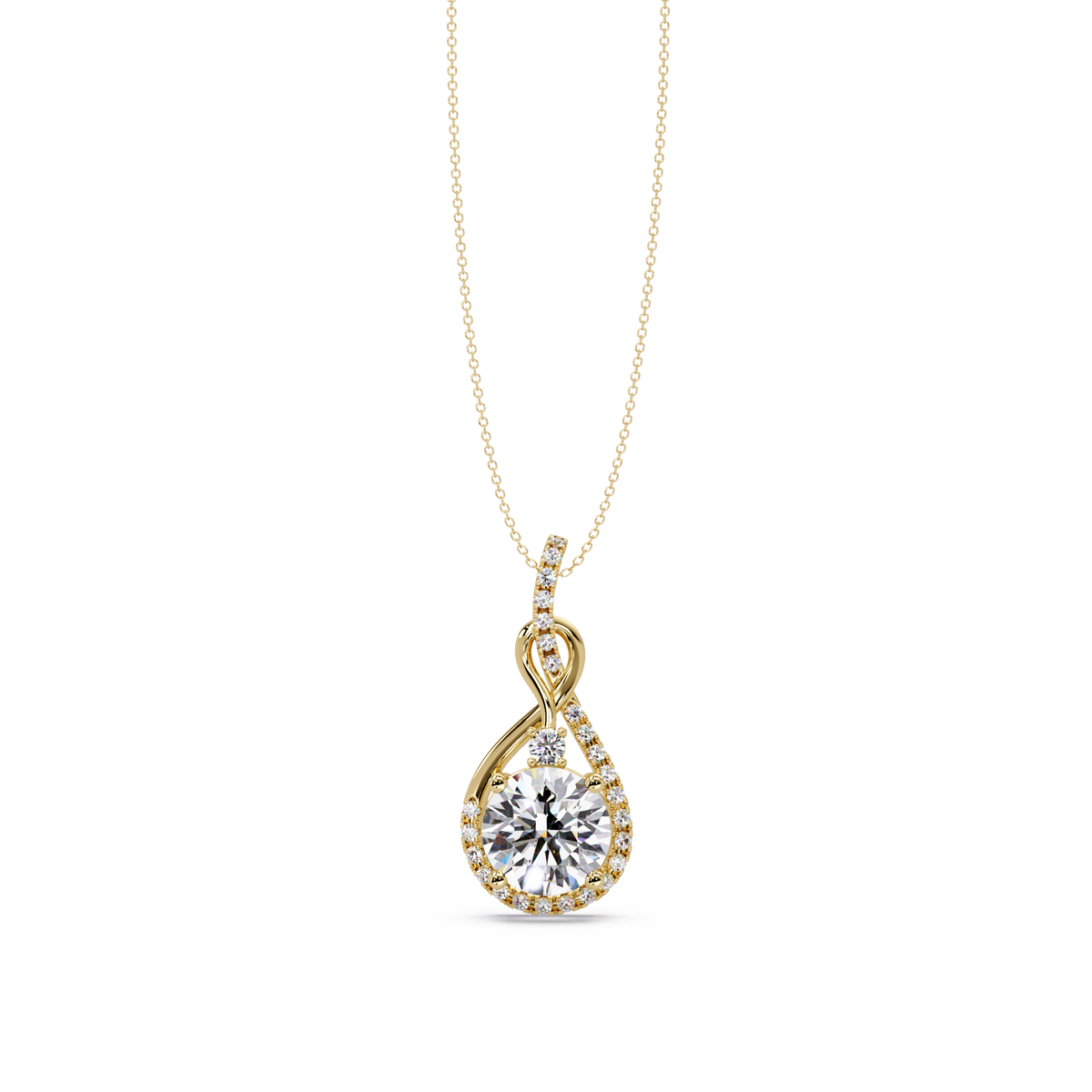 Lab Grown Round Diamond Teardrop Halo Pendant - HIGHCARAT DIAMONDS